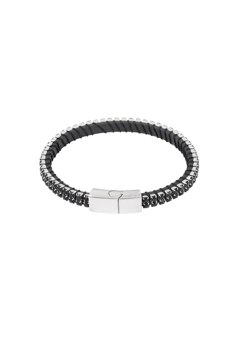 Stoere casual mannen armband - zwart/zilver