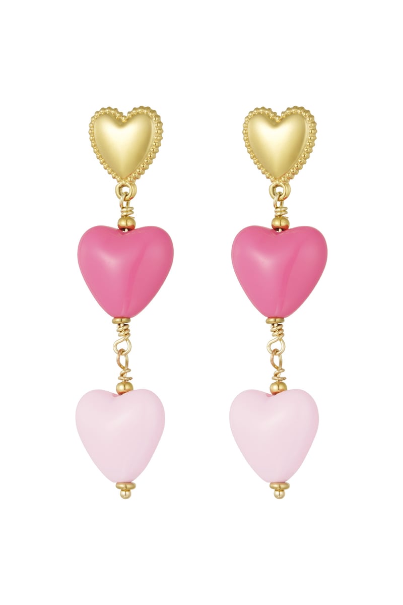 Oorbellen triple lovers - roze