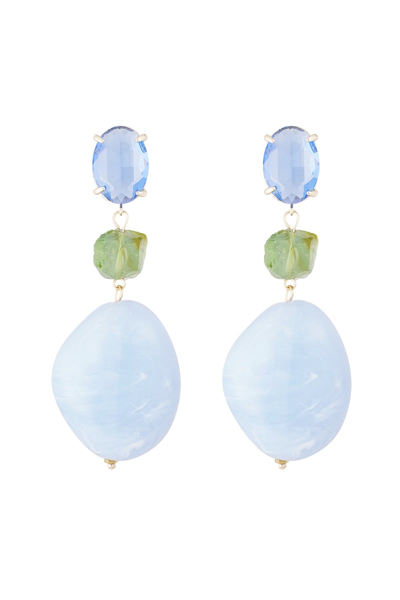 Statement glas oorbellen - roze