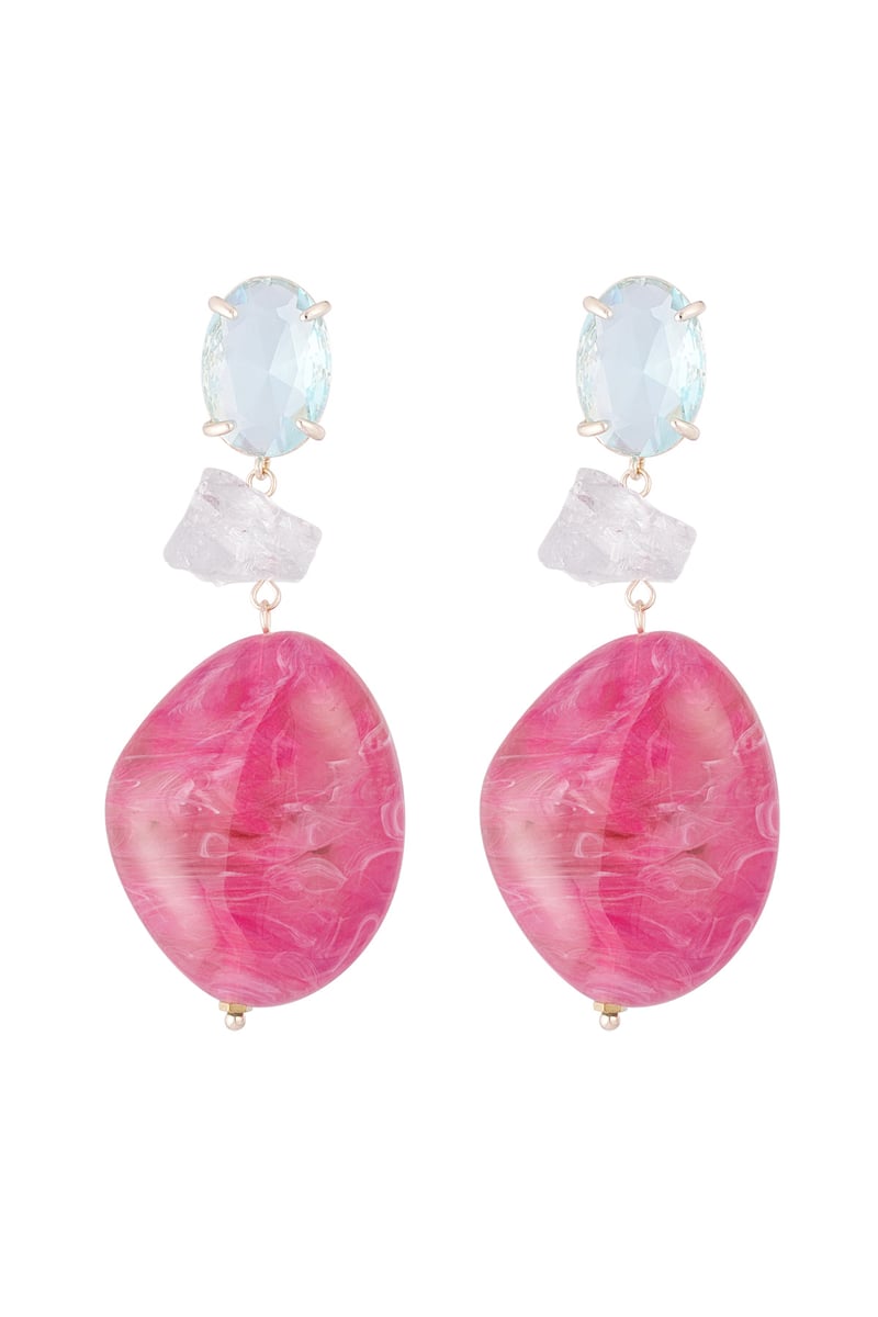Statement glas oorbellen - roze
