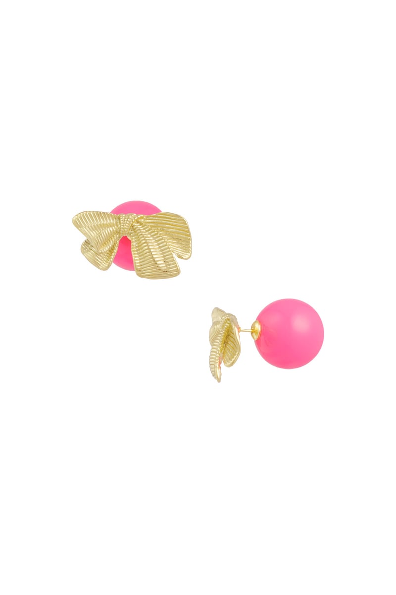 Strikjes studs oorbellen kleur  - roze