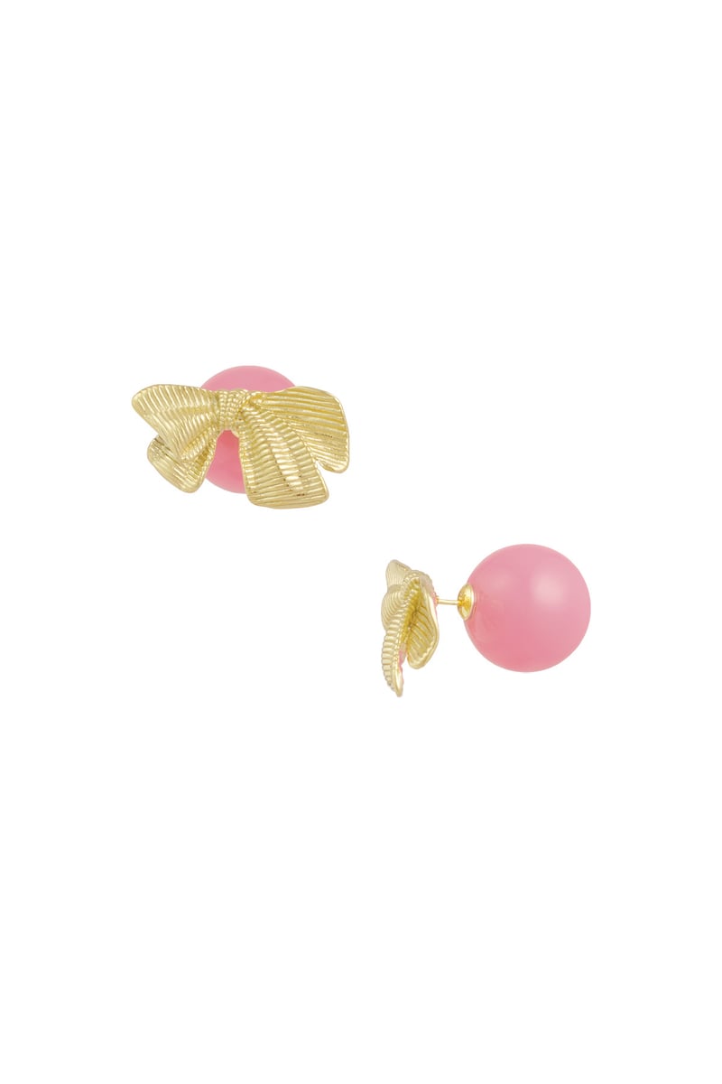 Strikjes studs oorbellen kleur  - roze
