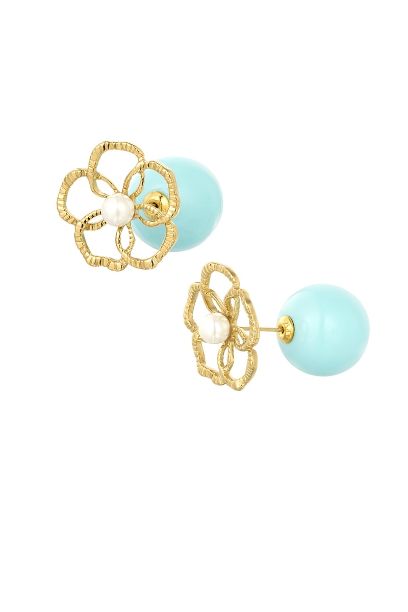 Bloem oorbellen gekleurde achterkant - roze