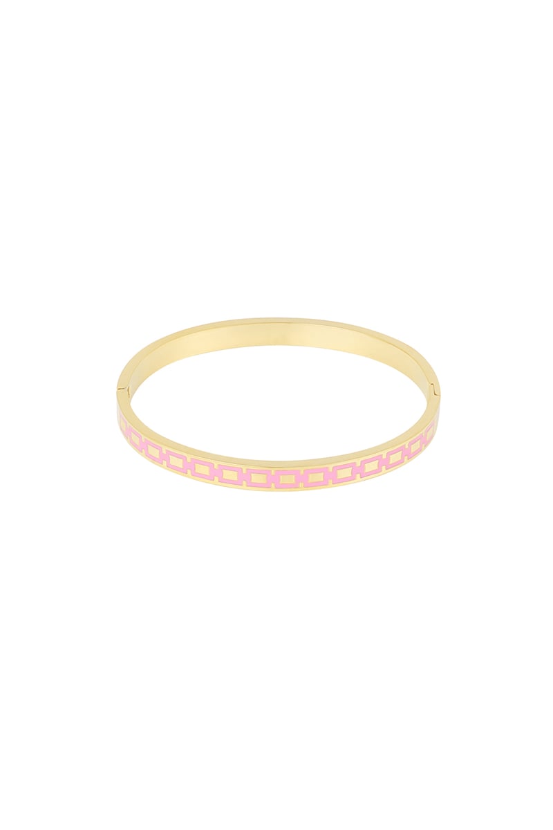Slavenarmband met print - roze/Goud kleur