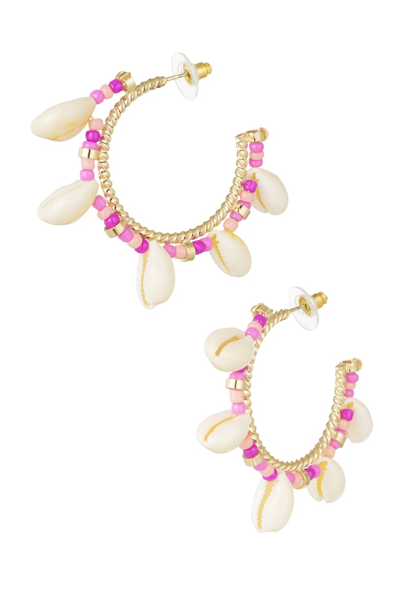 Oorbellen shell statement - fuchsia