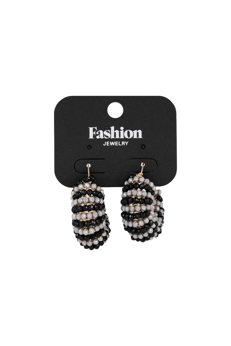 Happy Beads oorbellen - black & grey