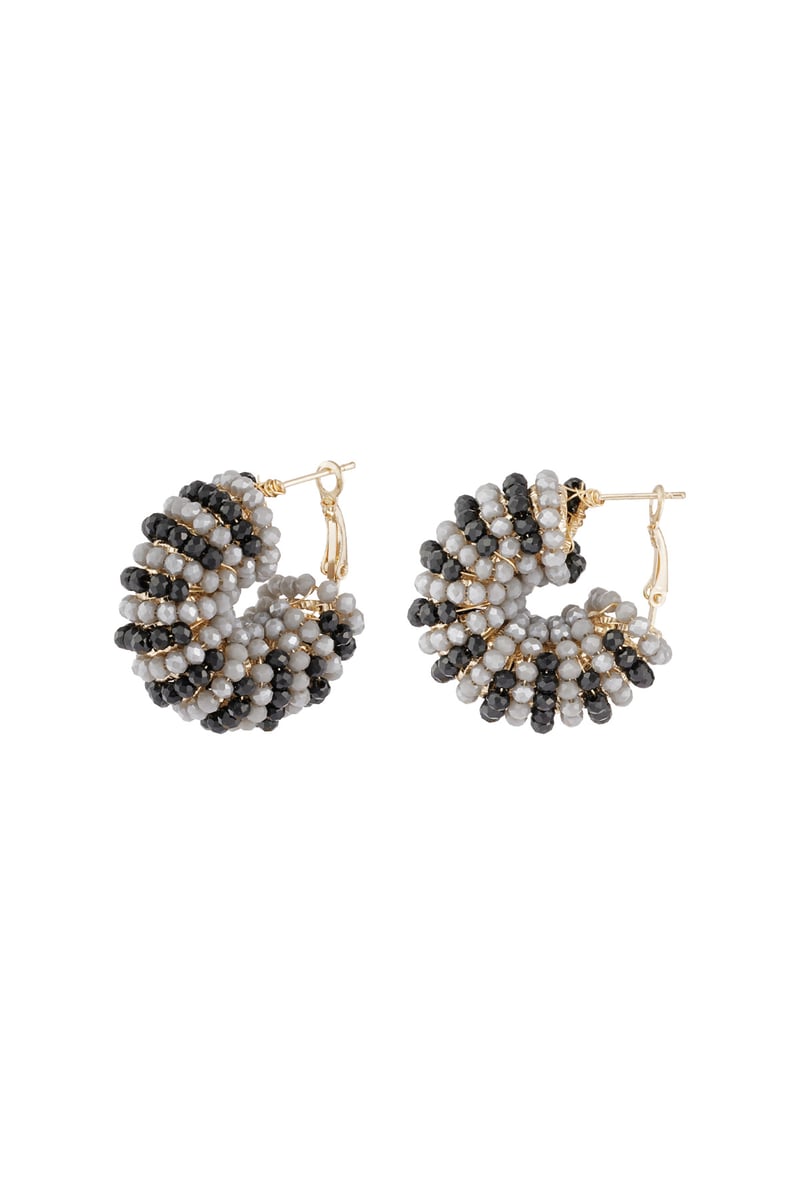 Happy Beads oorbellen - black & grey