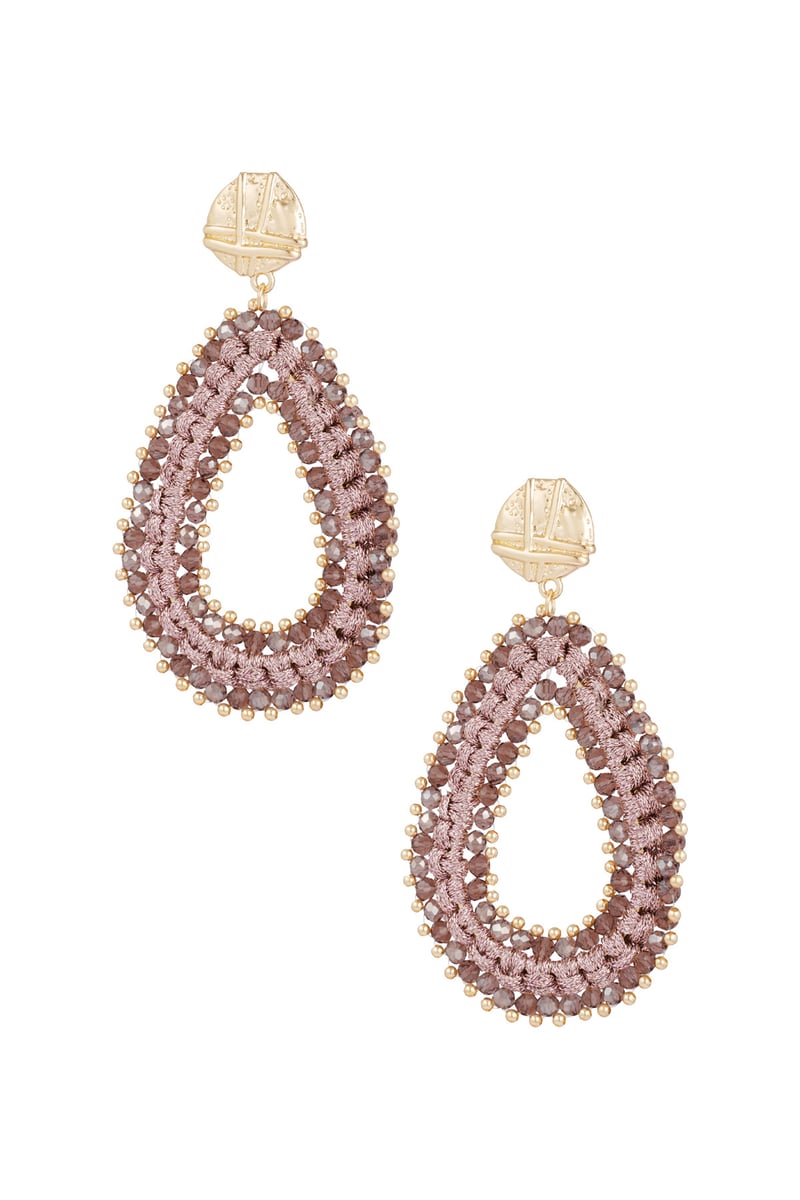 Shimmering Drop Beads oorbellen - donkerpaars