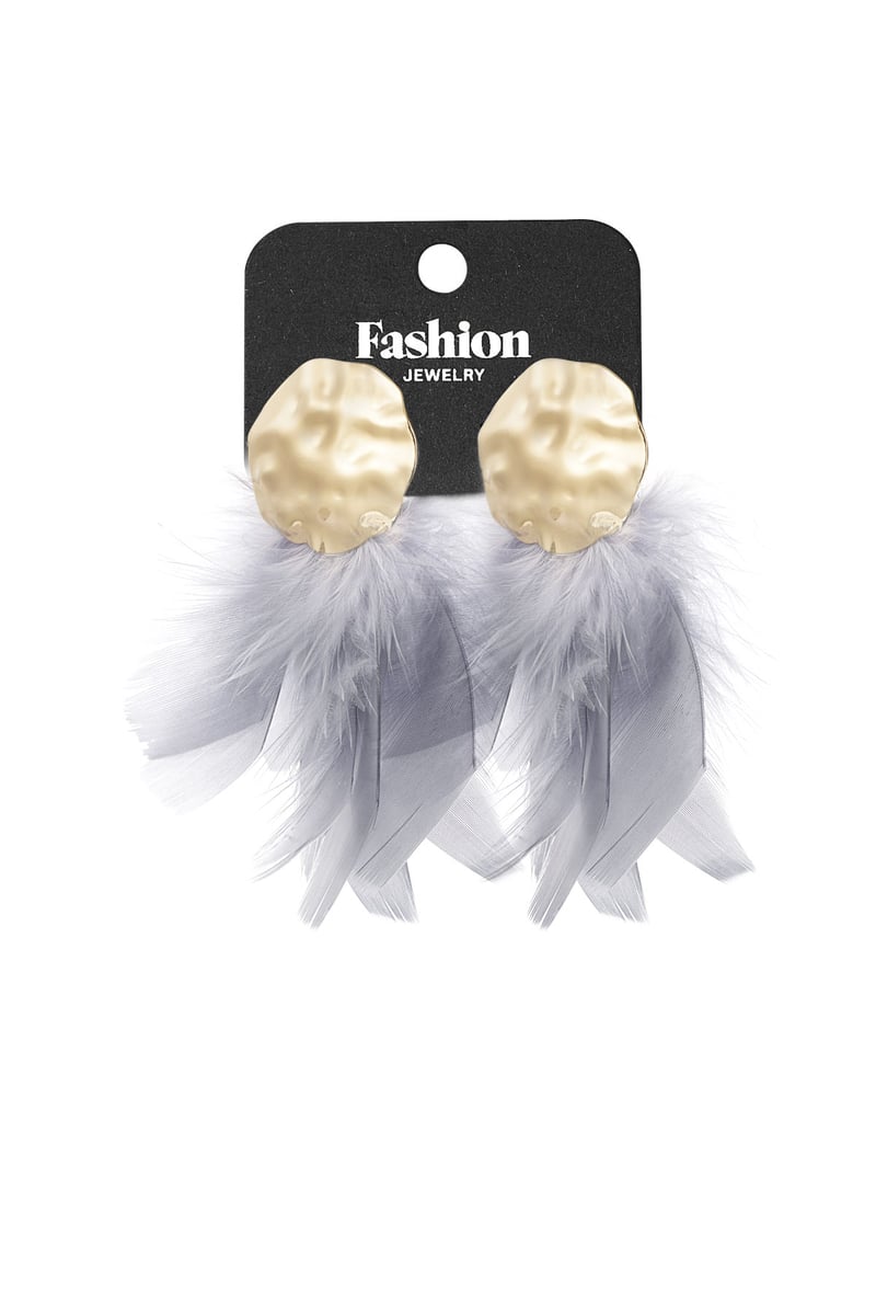 Feather Babe oorbellen - grijs