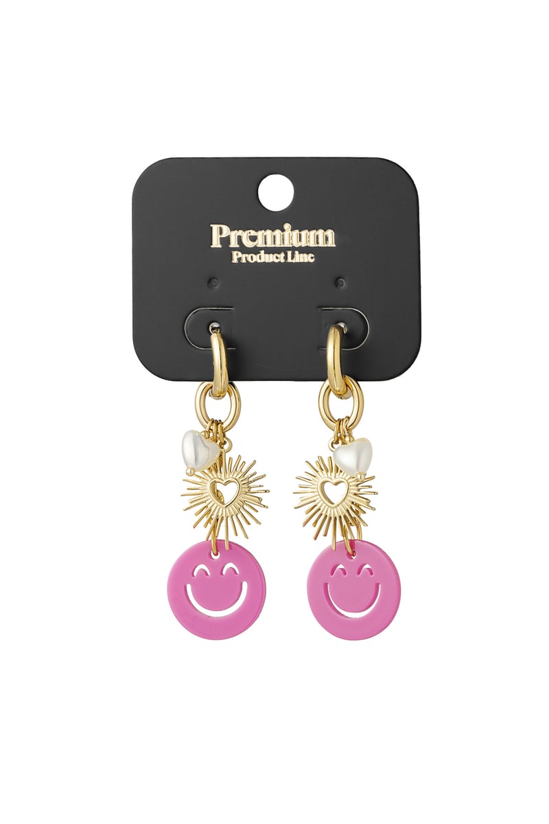 Oorbellen lucky charm - Fuchsia