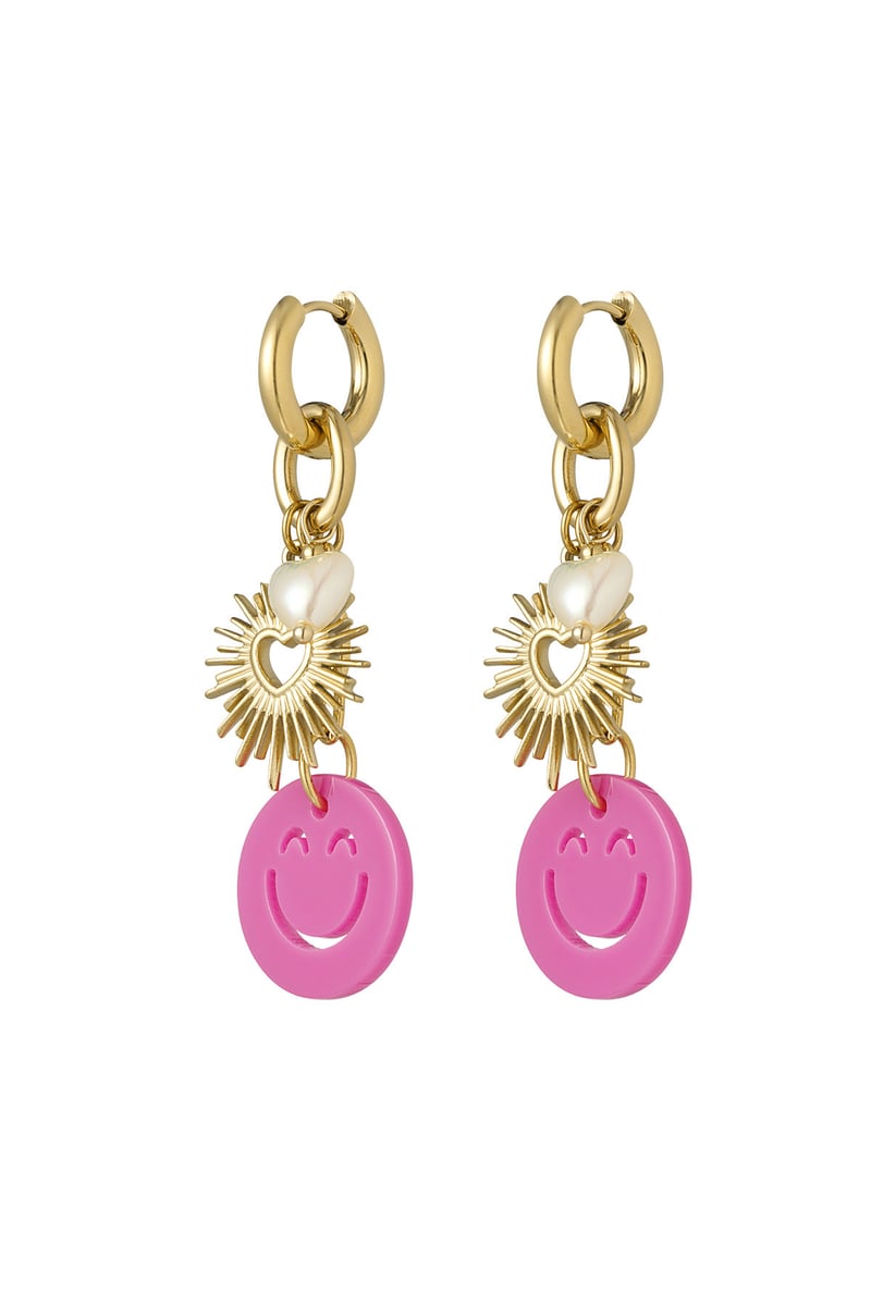Oorbellen lucky charm - Fuchsia