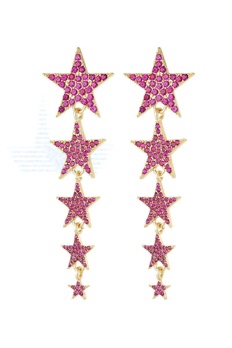 Shooting stars oorbellen - roze