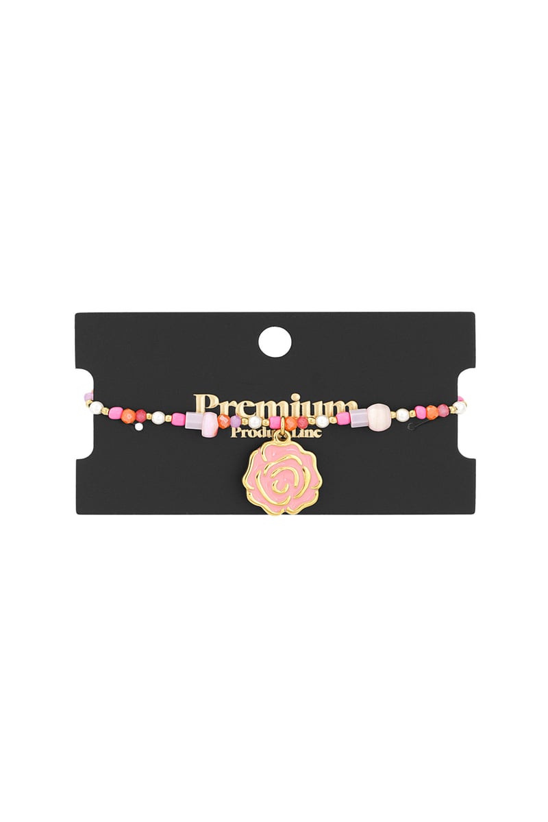 beaded rose armband - roze & 