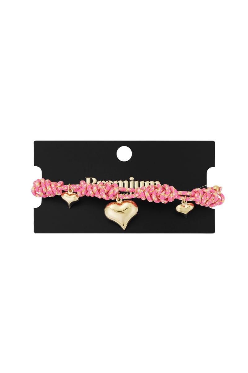 Heartfelt rope armband - Fuchsia
