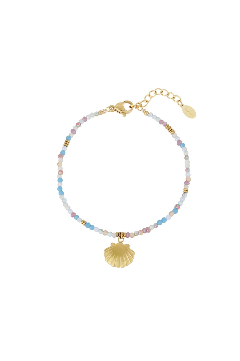 kleurvolle schelp armband - blauw 