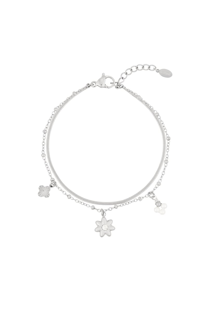 Bloemenarmband - Zilverkleur