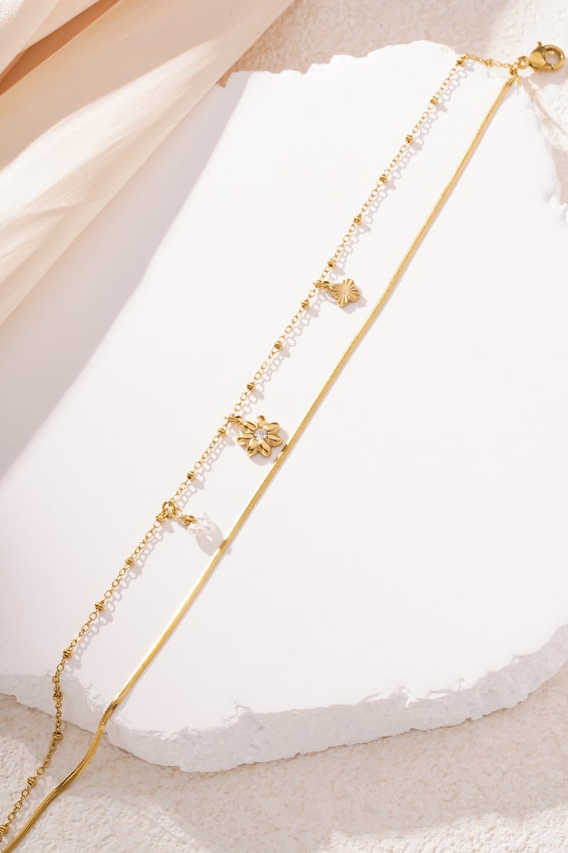 Bloemenarmband - Zilverkleur