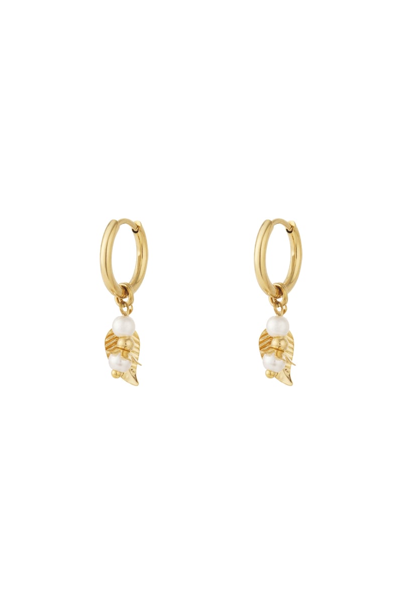 oorbellen blad met parels