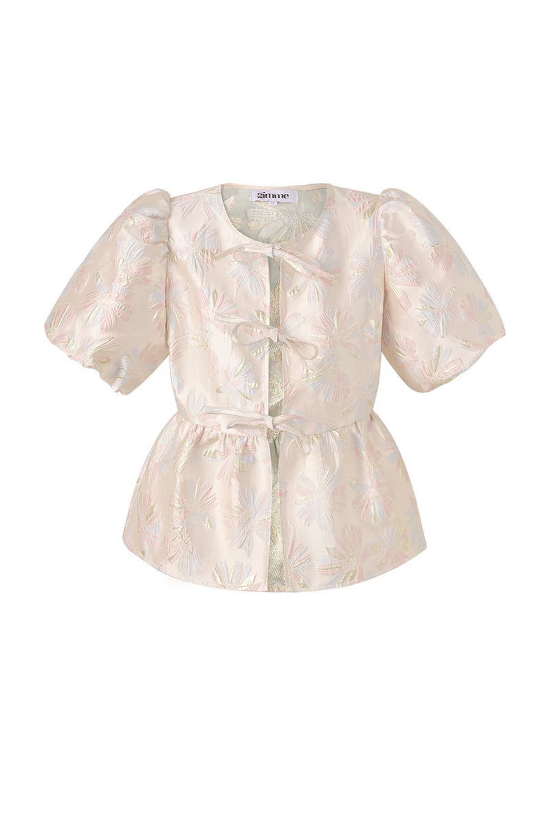 Top met korte mouwen en bloemenprint - Champagne