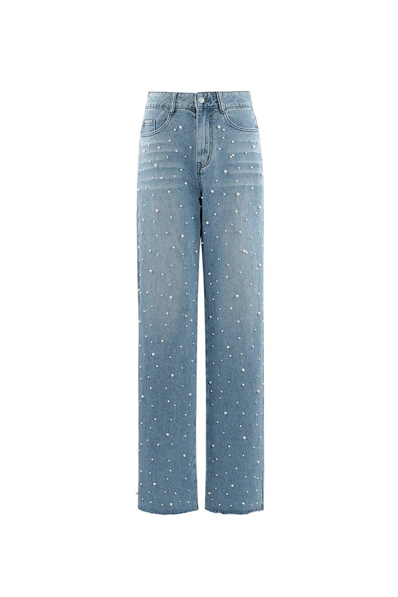 Denim jeans pearl adorement - blauw