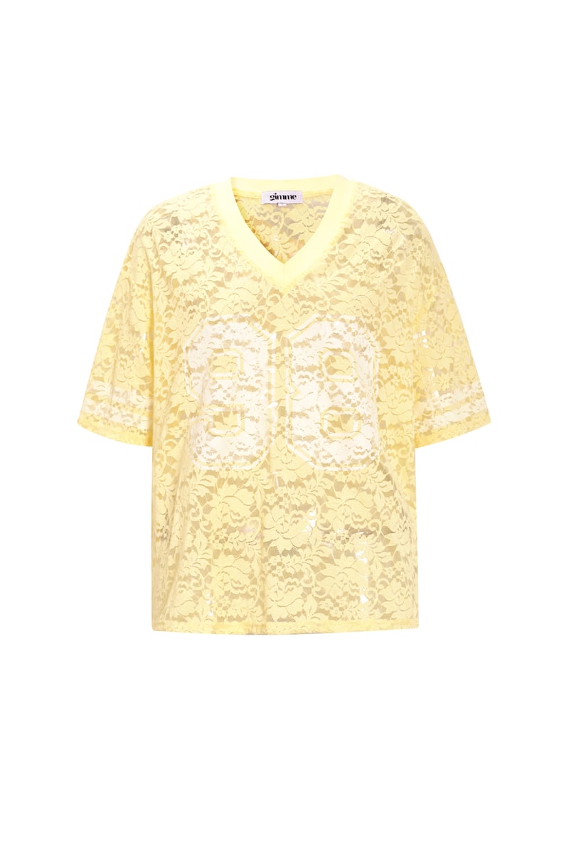 V-hals kant Amerikaans T-shirt