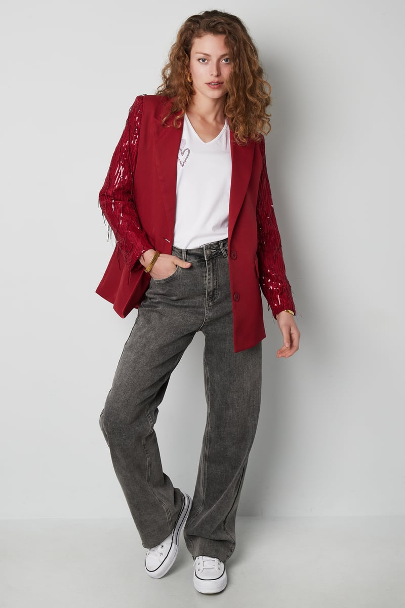 Blazer glitter mouwen - Rood