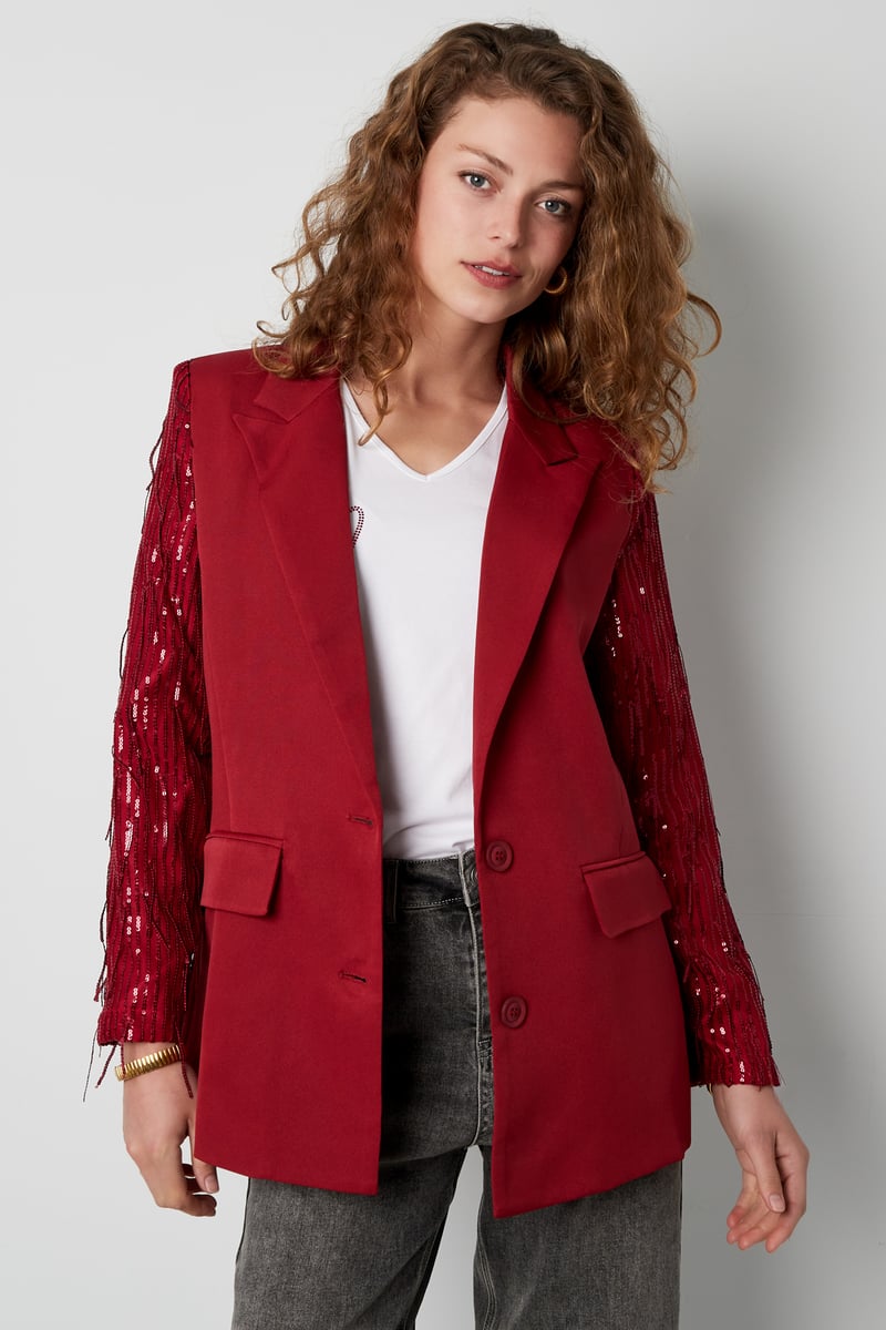 Blazer glitter mouwen - Rood