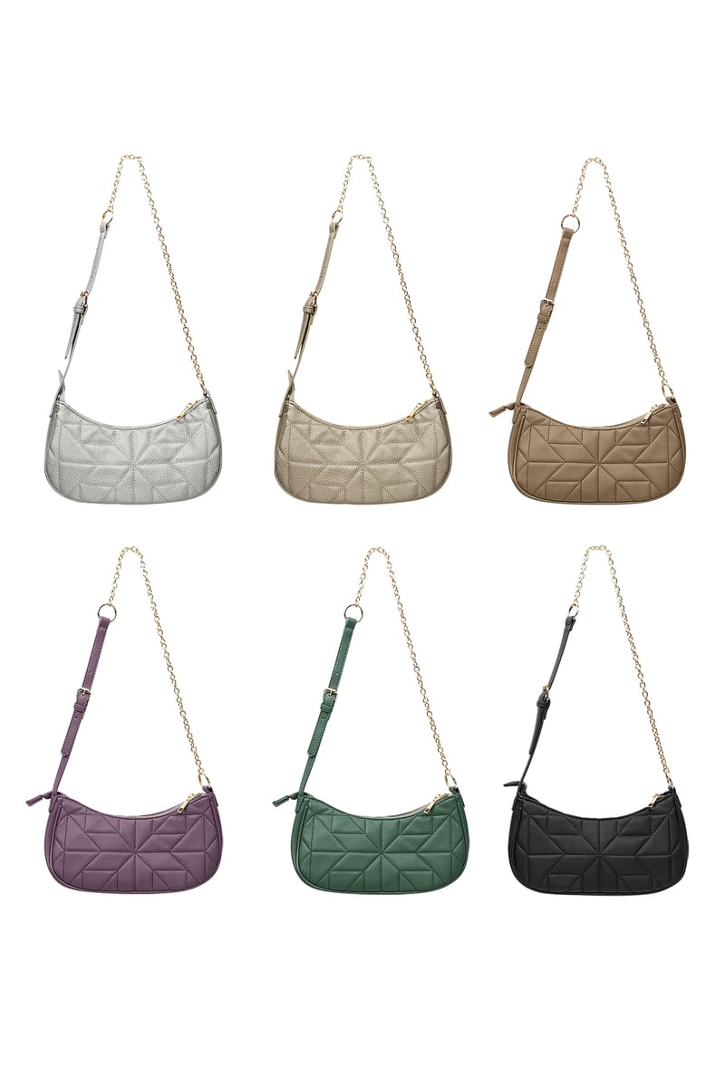 Gestikte schoudertas gouden hardware - grijs