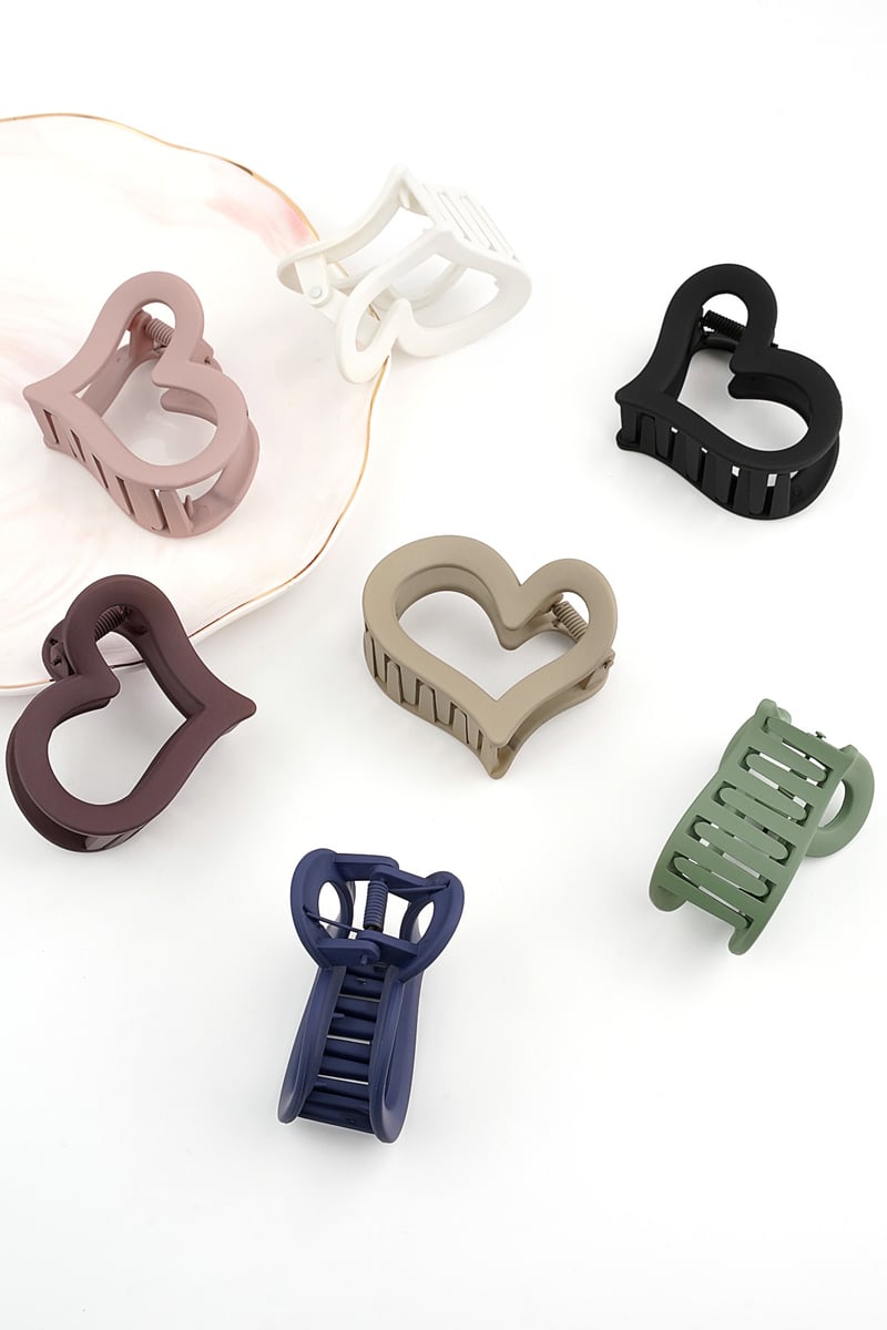 Haarclip vervormd hart mat - zwart