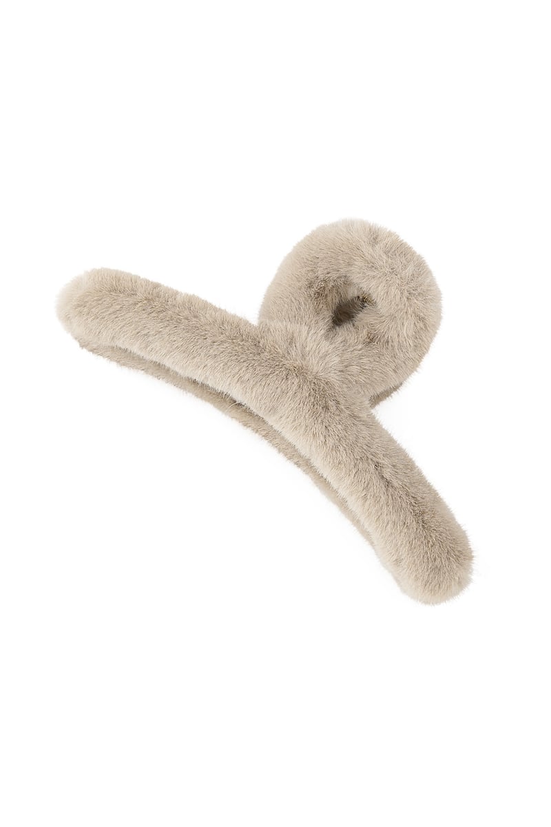 Faux fur haarclip - beige