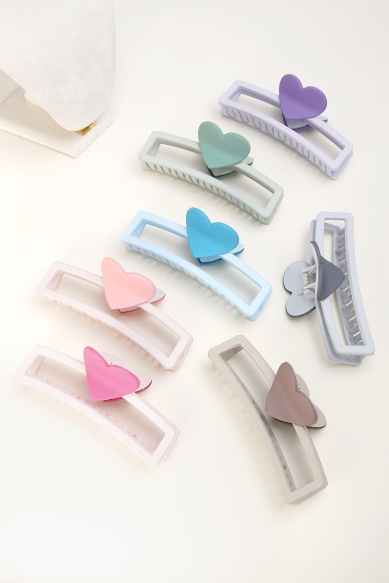 haarclip met hartvormig handvat - paars