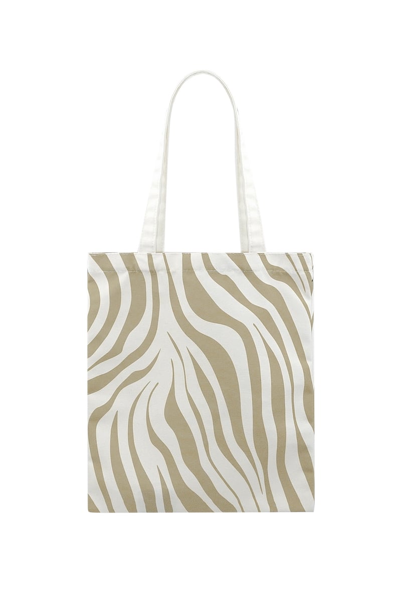 Canvas shopper zebraprint - beige
