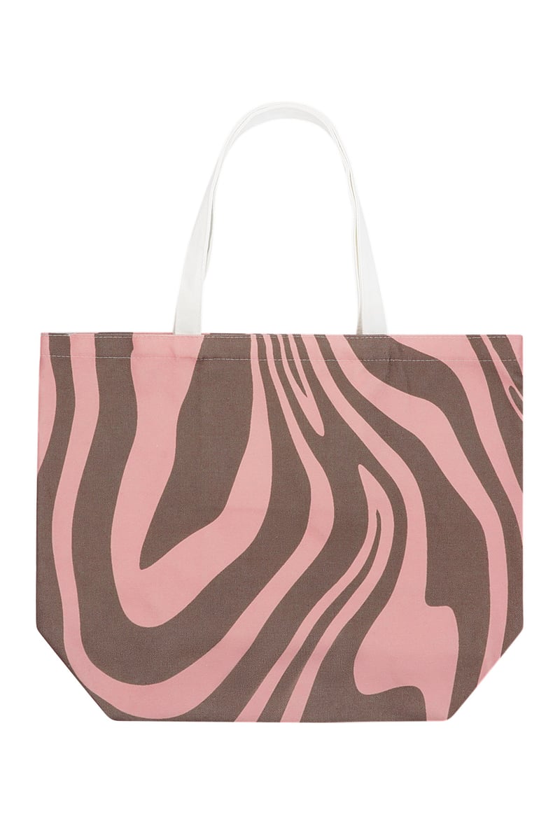 Canvas shopper zebraprint - bruin roze