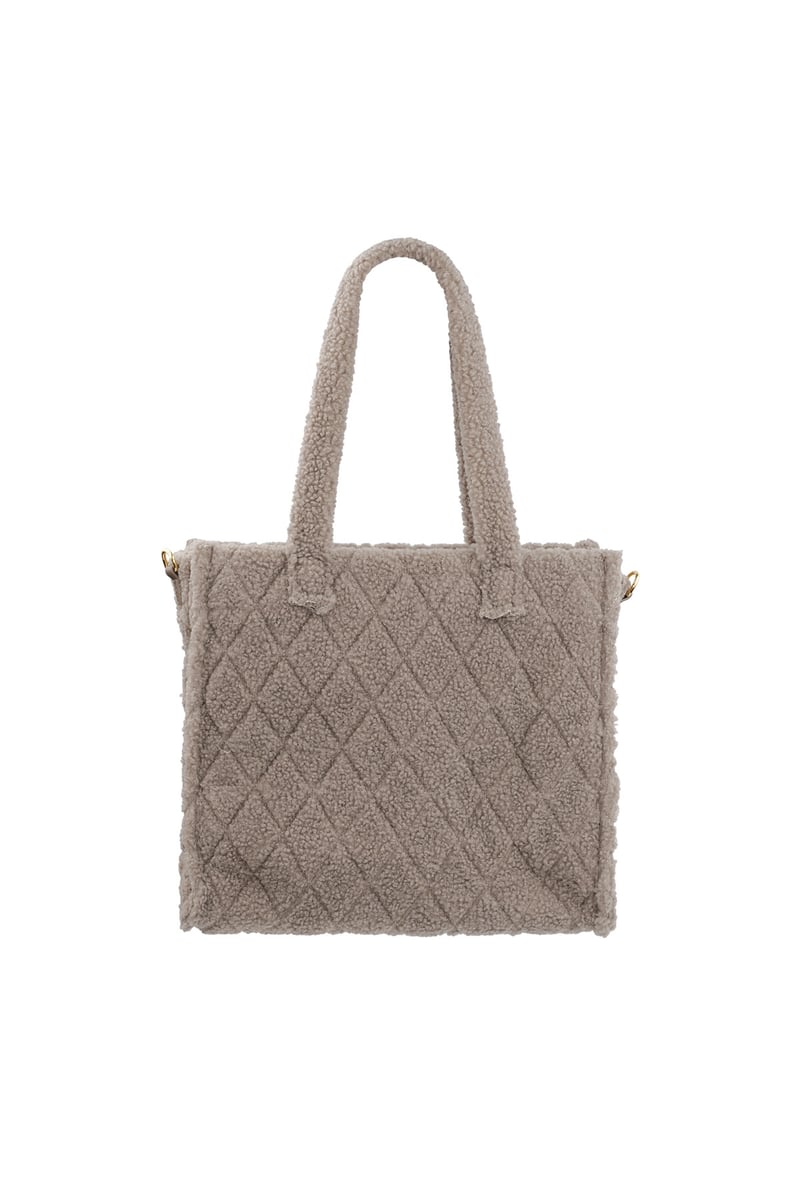 Fuzzy tote tas - camel