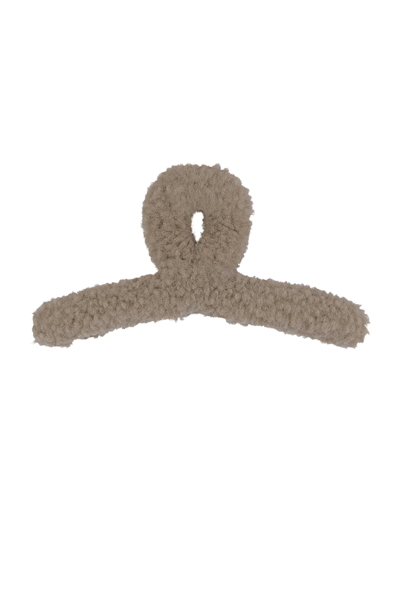 Fluffy teddy haarclip - Bruin