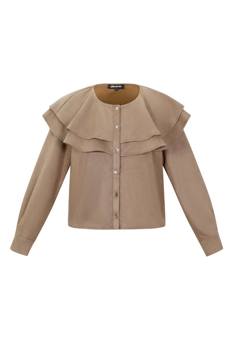 Gelaagde blouse van suède