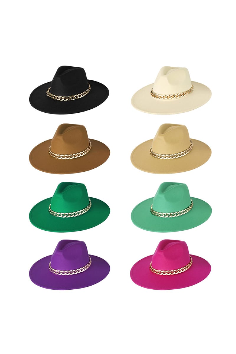 Fedora hoed met ketting Groen Polyester