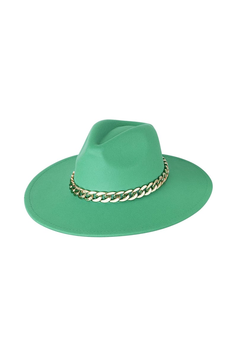 Fedora hoed met ketting Groen Polyester