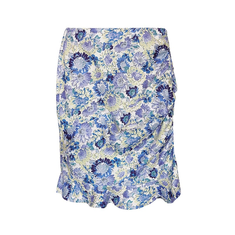 Rok bloemenprint - blauw S
