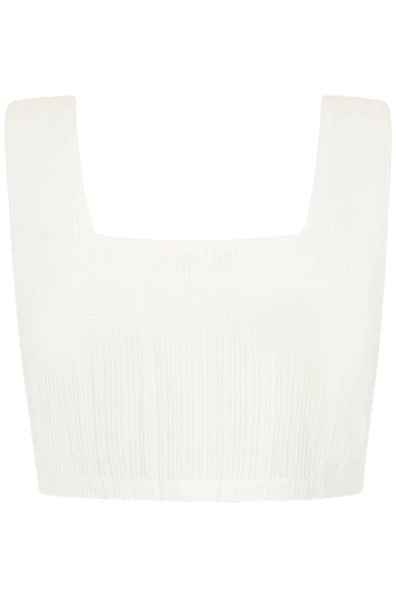 Crop top knoop detail - wit S