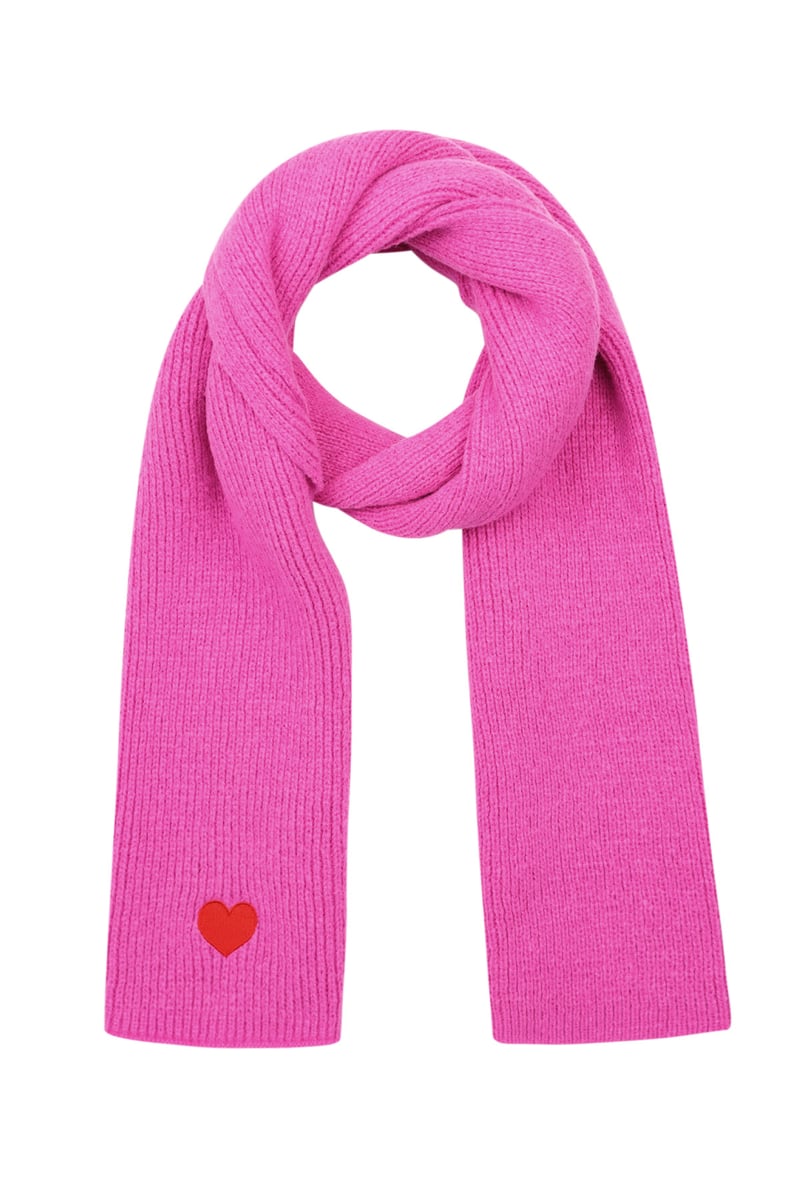 Wintersjaal met hart detail - roze