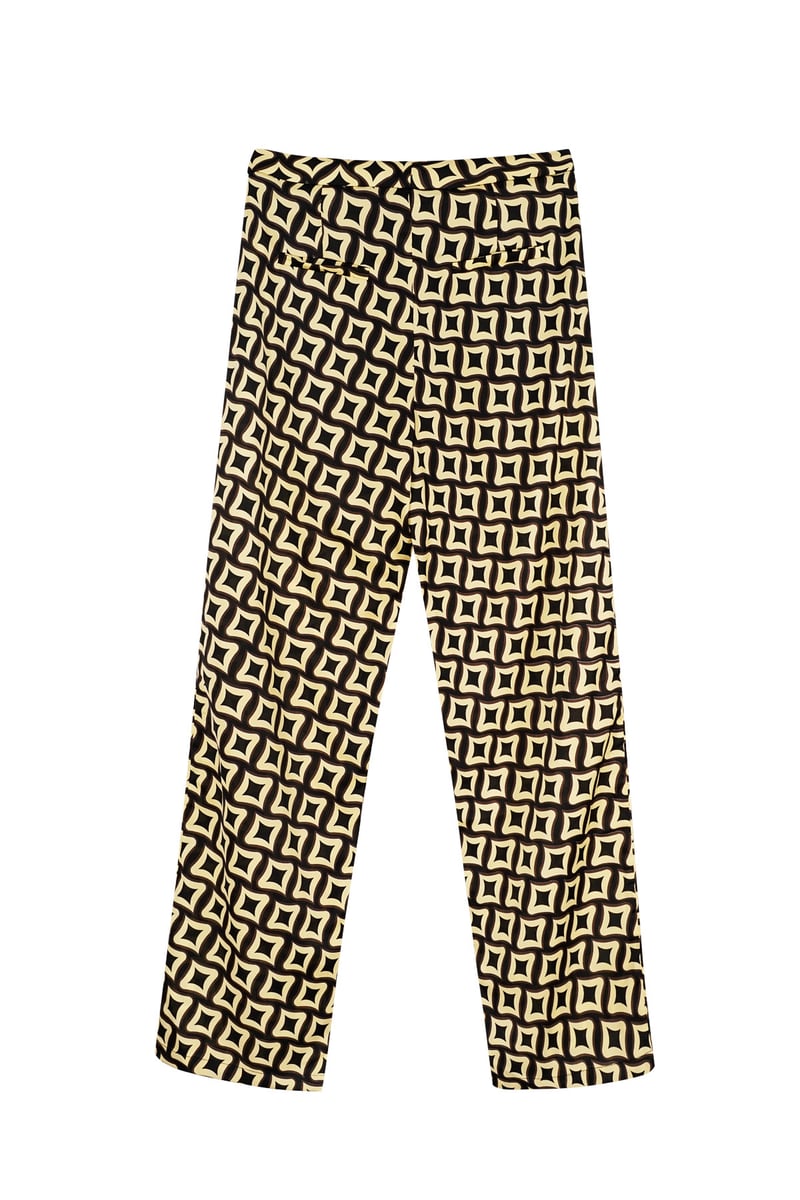 Broek retro print zwart