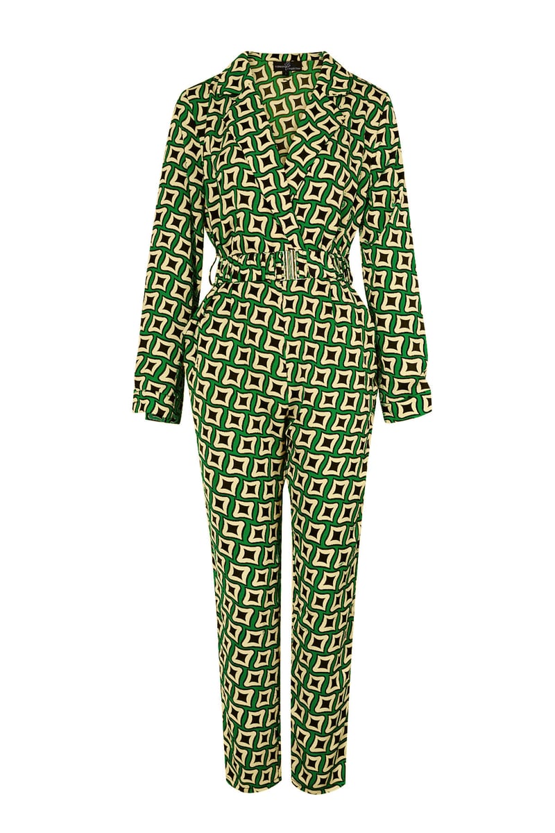 Jumpsuit retro print zwart