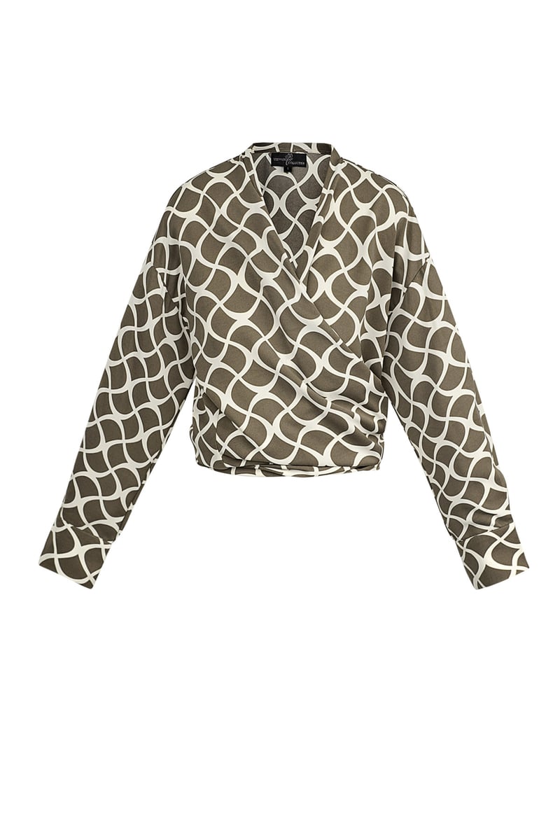 Overslagblouse aesthetic print - beige