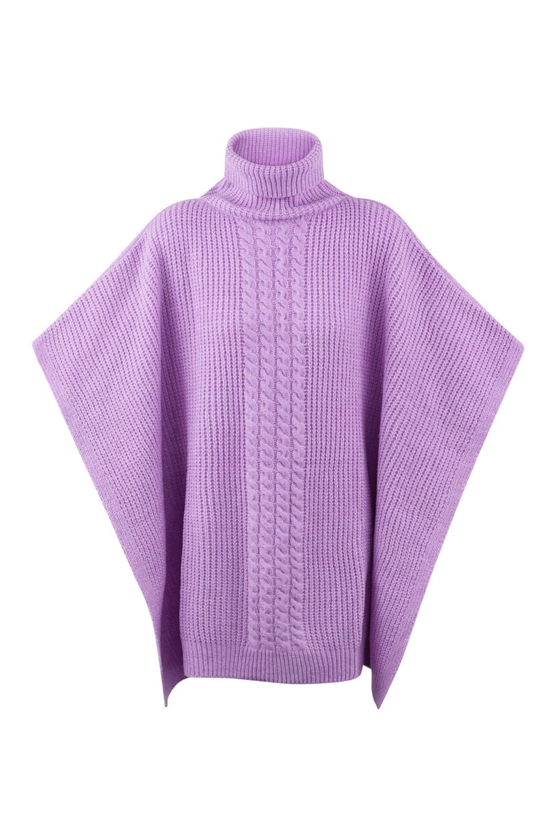 Effen gebreide poncho - roze