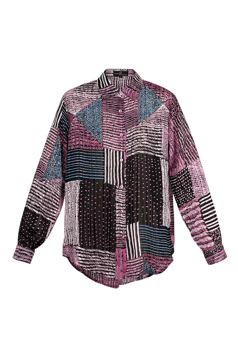 Blouse over de top print roze