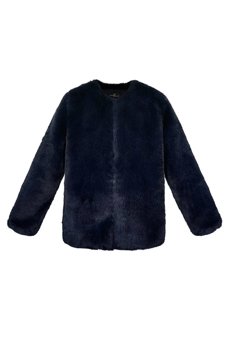 Faux fur jas - donkerblauw