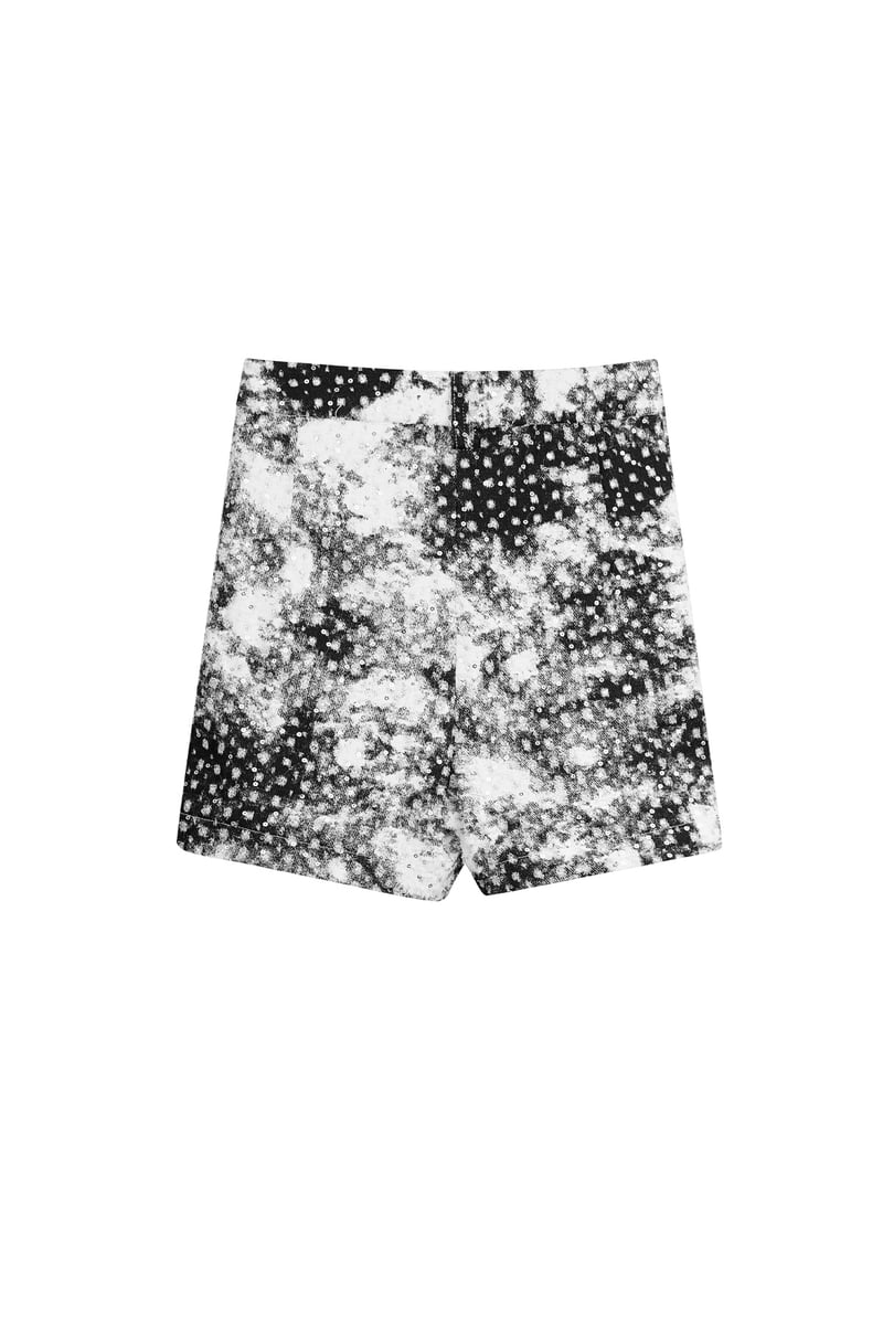Short vlekken met glitter - zwart wit - S