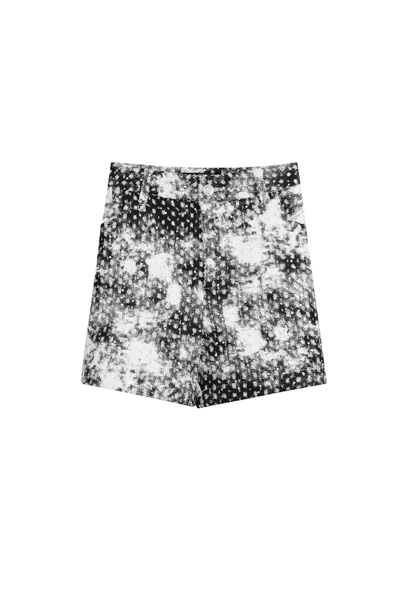 Short vlekken met glitter - zwart wit - S