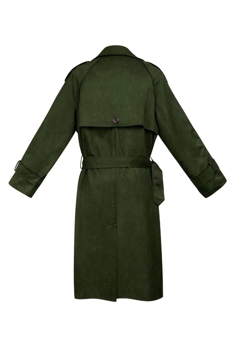 Klassieke trenchcoat suedine - groen S